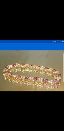 Ruby and diamond bracelet 14k solid gold