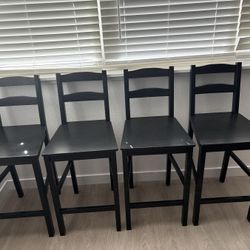 4 Black Wood  Counter Height Barstools 