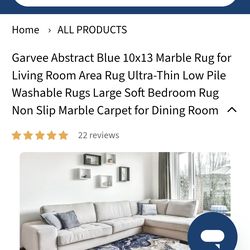 Abstract blue 10 x 13 marble Rug