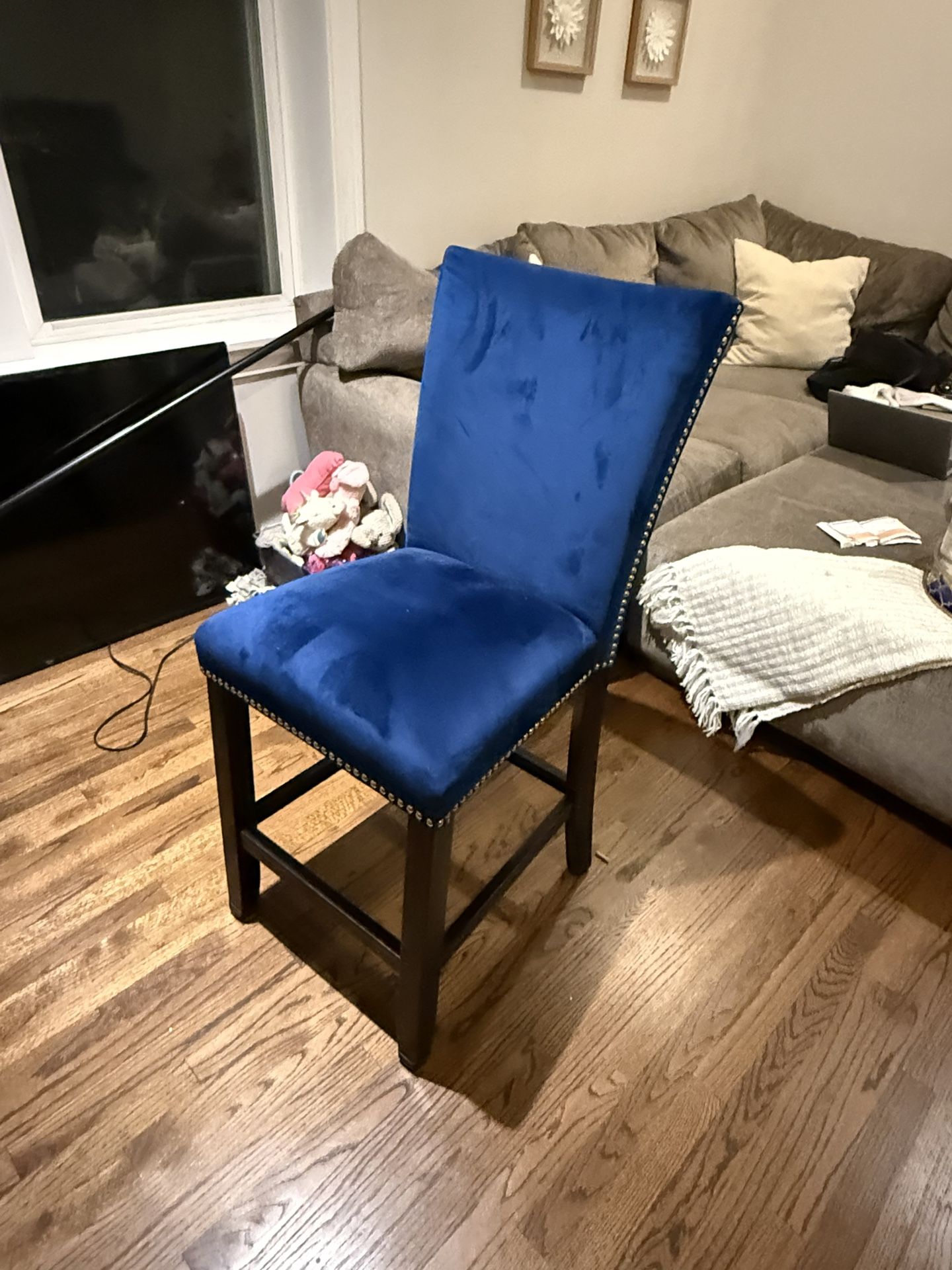 Blue velvet Bar Stool Chairs 