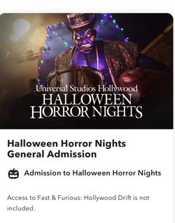 Universal Studios Hollywood Halloween Horror Nights Ticket