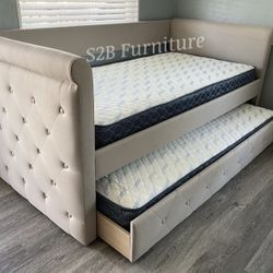 Twin/twin Size Light Brown With Orthopedic Mattress 