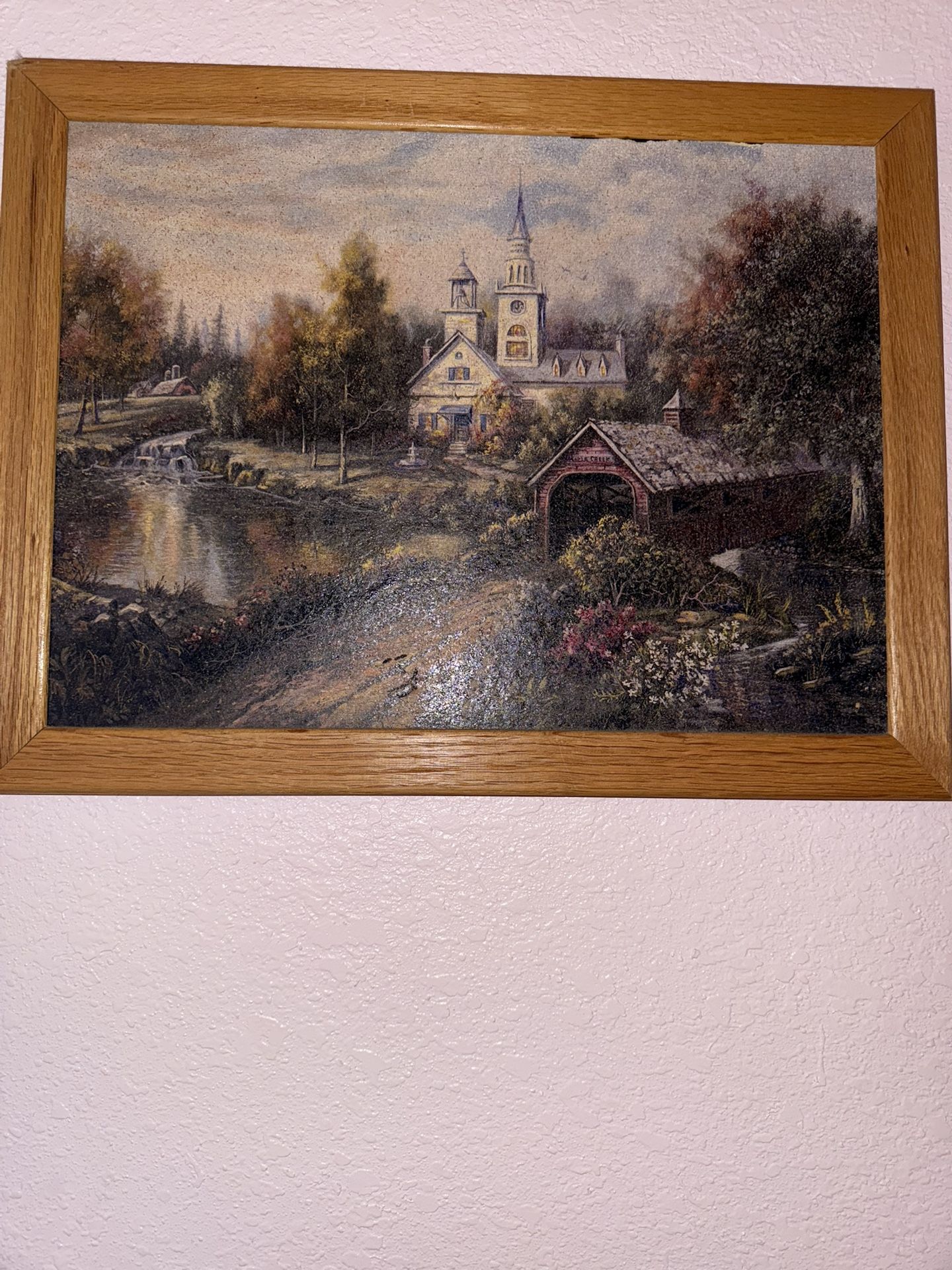 Vintage Wall Art Decor Painting Maple Creek By Carl Valente