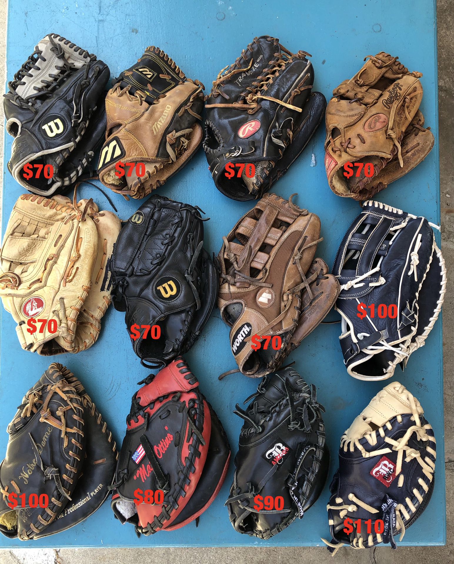 Baseball gloves equipment Rawlings easton Rolin Wilson mizuno nokona bats equipment