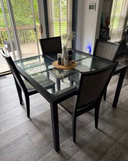 Glass kitchen square table set