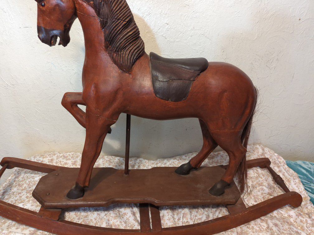 Antique 1930's Wood Rocking Horse 