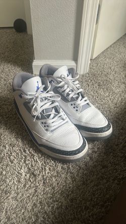 Air Jordan 3 White Blue Grey Sneakers