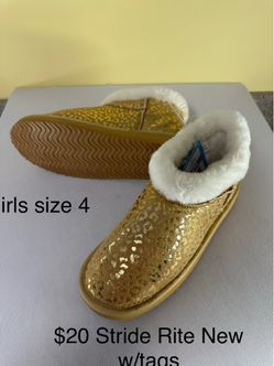 Stride Rite Girls Size 4 Gold Boots New with Tags