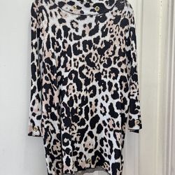 Leopard Print Top With Gold Accents 