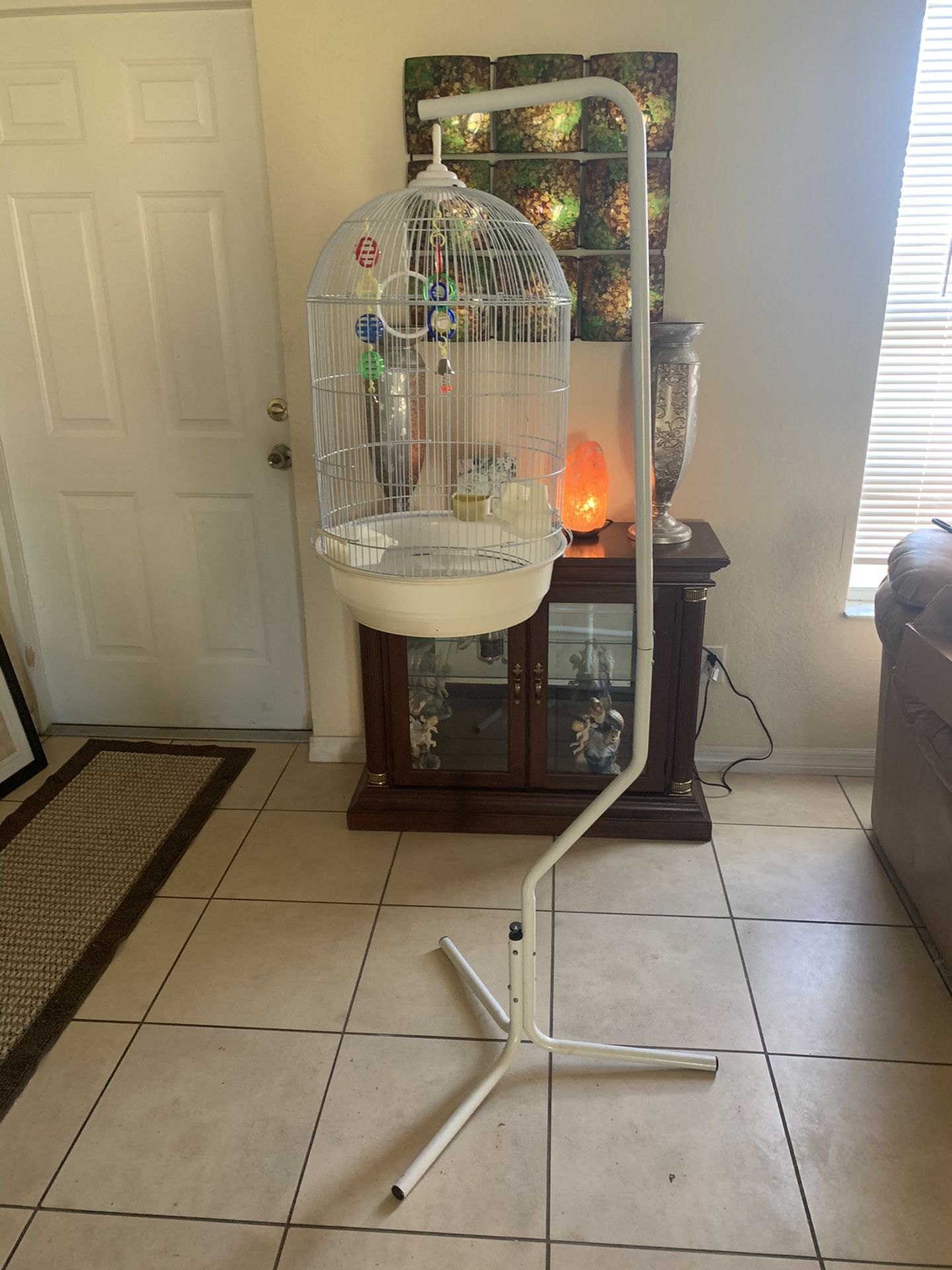 White Bird Cage With Stand