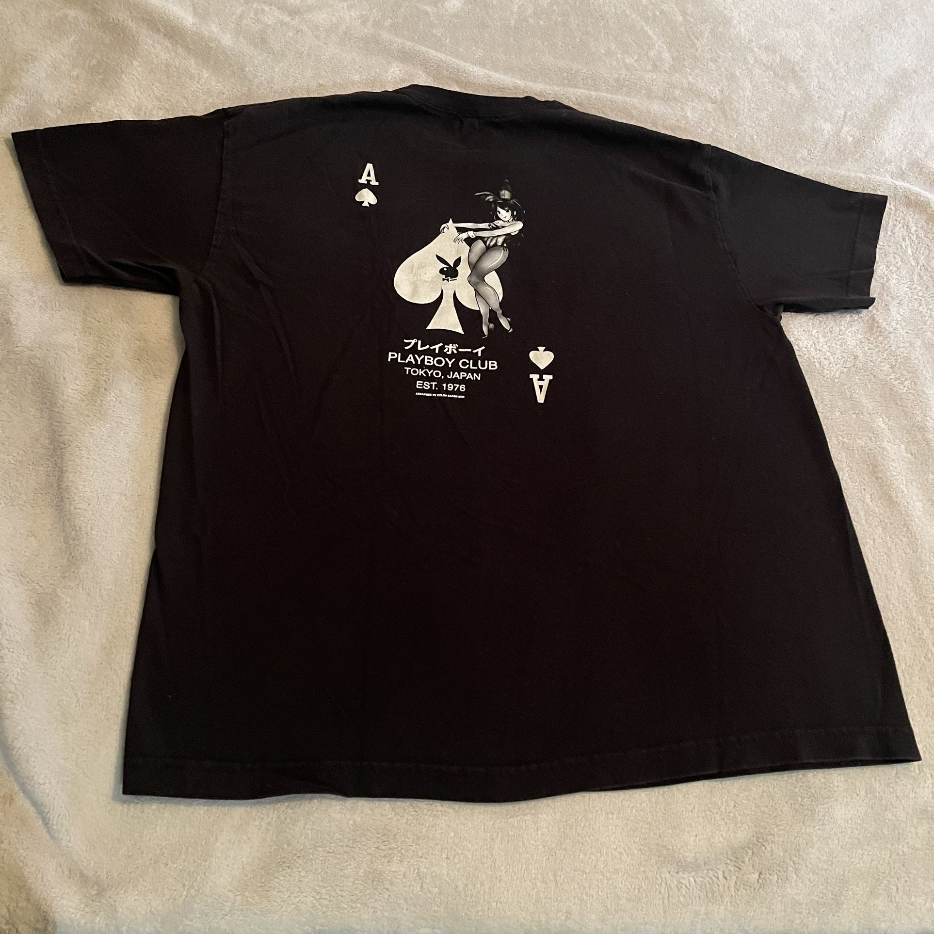 Playboy Club Shirt Men XL Black Tokyo Japan Anime Bunny Ace Of Hearts Gym Tee