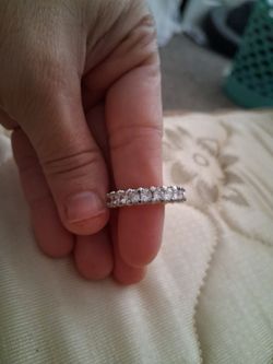 Silver Eternity Band Ring with Clear Stones