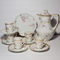Antique Haviland Limoges Chocolate Pot Set