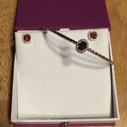 Garnet Earrings and Bracelet Set