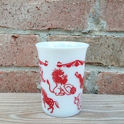 Vintage Hazel-Atlas Milk Glass Circus Tumbler
