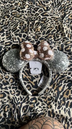 Silver and rose gold sequin ears