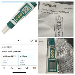 Extech PH110 Waterproof ExStik pH Meter Missing Ph- Test Solution 