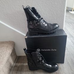 Motorcycle Combat Buckle Boots. Yolanda Zula Like New