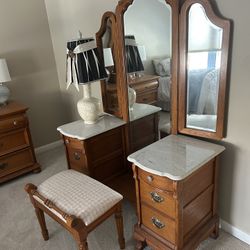 Wood Vanity w/ Drawers & Stone Countertops
