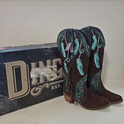 NWT Dingo Women's Dream Catcher Fringe Western Boots Brown 7.5M DI 267
