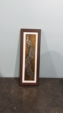 Framed Peacock Wall Art Panel