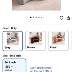 Modern Curved Accent Loveseat Sofa – Grey – 66.9”