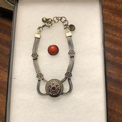 Ginger snaps Petite Collection Bracelet With Red Coral and Amethyst Snaps