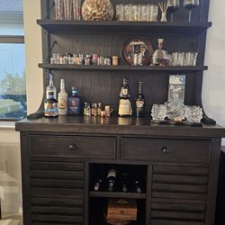 Wooden Cabinet With Hutch (BAR)