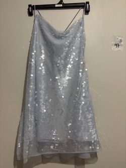 Silver Sequin Mini Dress Spaghetti Strap