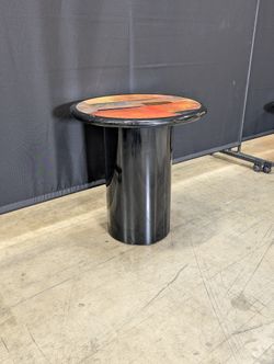 Abstract Art Round Pedestal Side Table