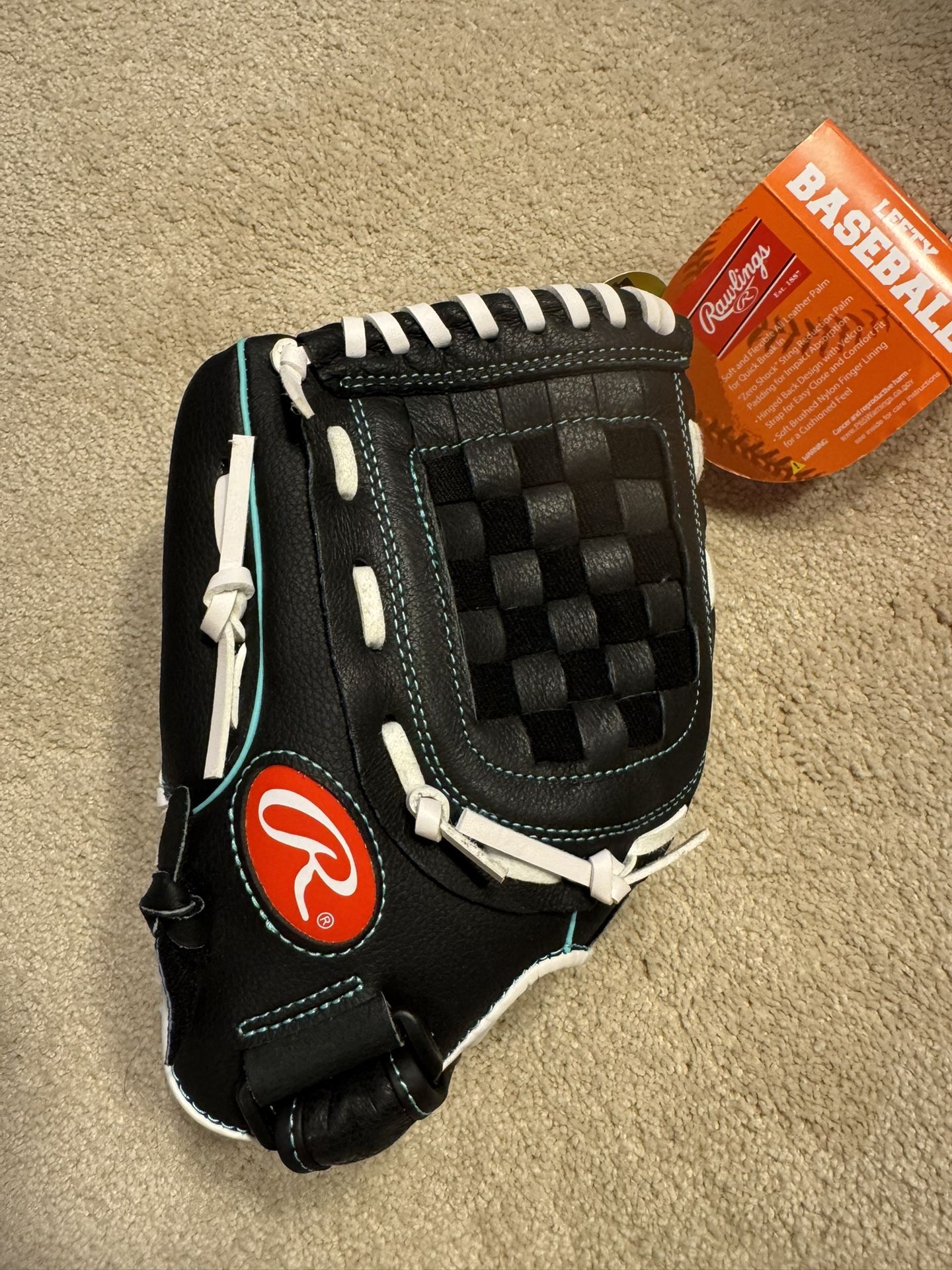 Rawlings Fastpitch Softball Glove WFP115MT 11 1/2" Leather Black/Teal Lefty NWT