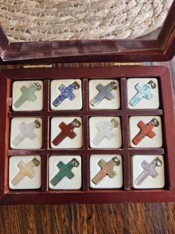 Trinity Broadcasting precious stone cross neclace set