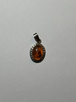 1960s Sterling Silver And Amber Pendant