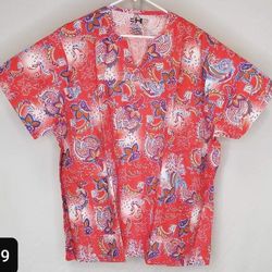 3x Print Scrub Top New 