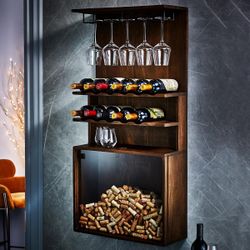 Wooden Wine Rack with Cork Catcher