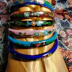 Vintage Cloisonne Bangle Bracelets.  $15ea.