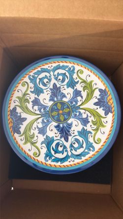 Luca Melamine 11” Dinner Plates Set of 12 Blue Teal Mediterranean NEW