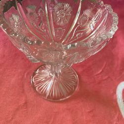 Antique 5-1/8 Round Glass Footed Compote