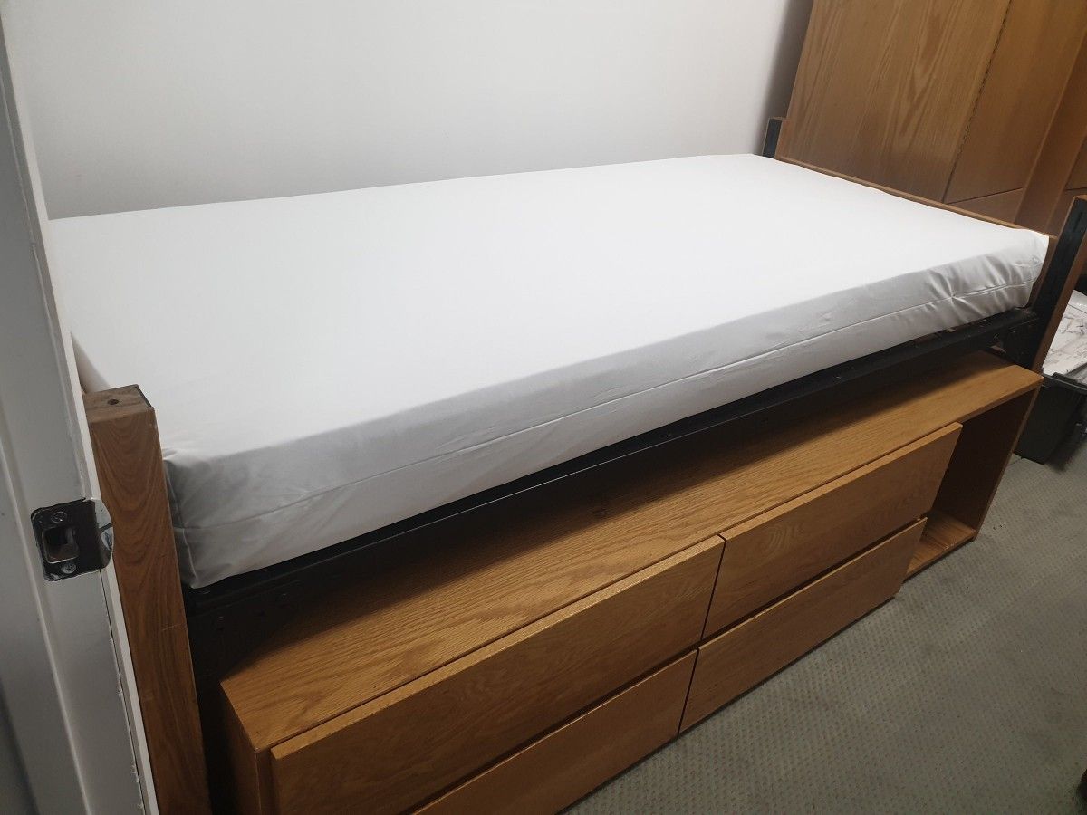 COMPLETE TWIN BED SET WITH BOTTOM DRESSER, BED AND FRAME (HOME4)