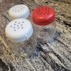 3 Clear Glass/plastic cheese/spice Shaker 6 Oz