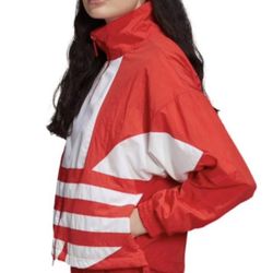 Adidas Women's Large Logo Red Track Jacket (S)