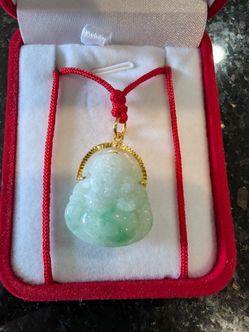 Brand New Jade Buddha Pendant with Gold Accent – Purchased in Hong Kong