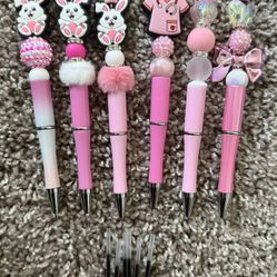 Pink Focal beaded pens - 6 pens included 