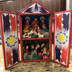 Peruvian Retablo Nativity scene. Handmade