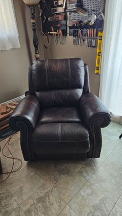 Buncrana Genuine Leather Power Recliner — Chocolate Brown — Adjustable Headrest USB
