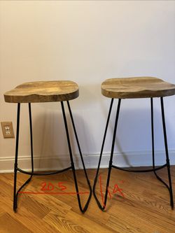 Set of lovely wood top bar stools