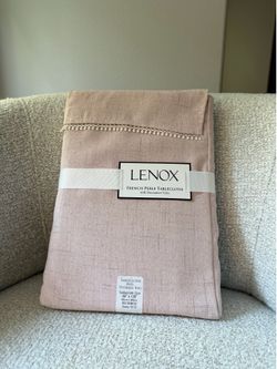Lenox French Perle Blush 60x120 Rectangular Tablecloth Decorative Trim Polyester