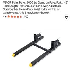 Pallet Forks, 2000 lbs Clamp on Pallet Forks