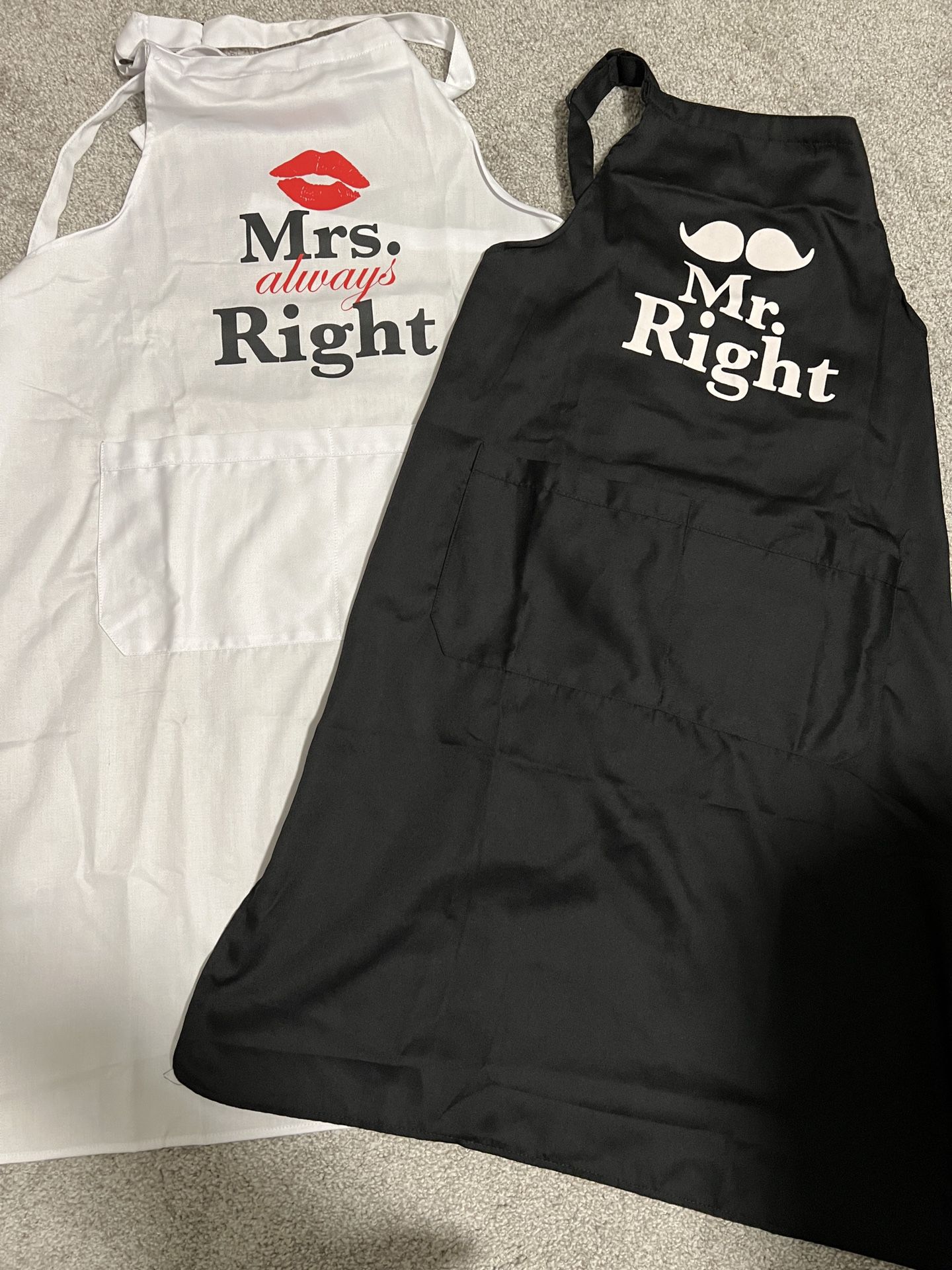 Brand New Mr Right And Mrs Always Right Aprons Set / Mr And Mrs 