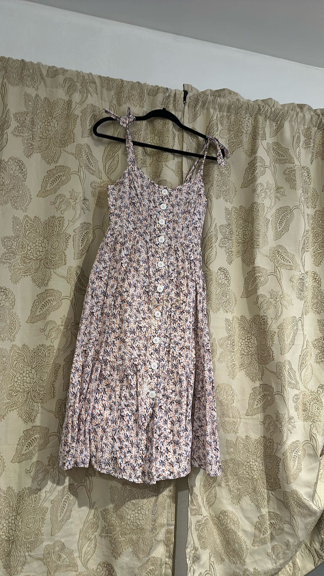 Meloda Long Purple Florals White Dress